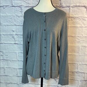 Classic Coldwater Creek Button Up Gray Cardigan Sweater Size 1X Lightweight Chic